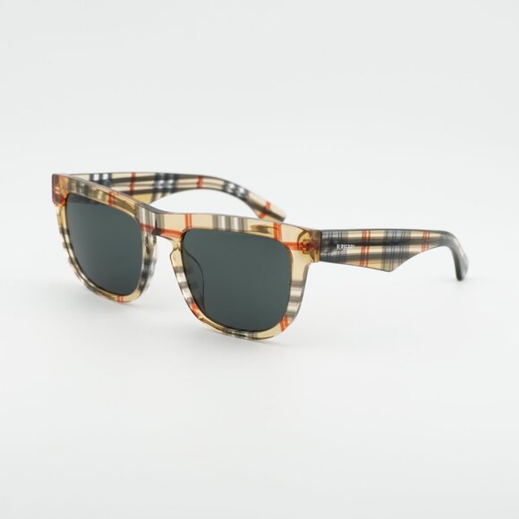 Burberry BE4431U 412287 Sunglasses Vintage Check Square Frame Grey Lenses